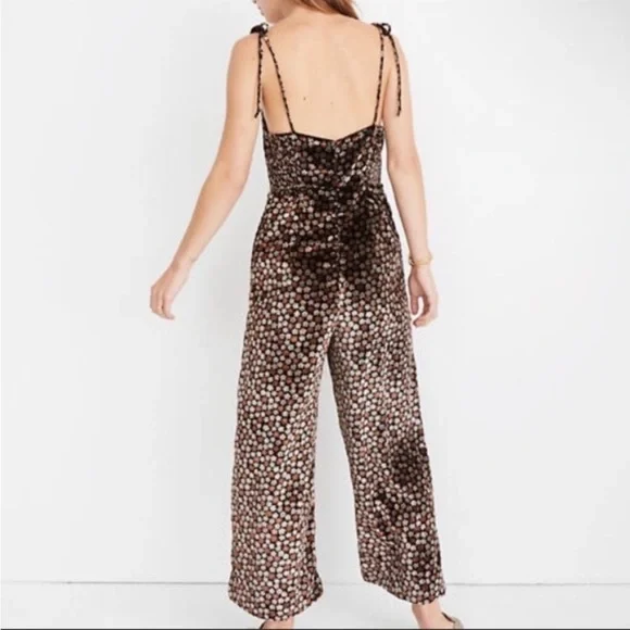 Madewell Velvet Floral Thistle Cami Jumpsuit Size 6 - Picture 2 of 7